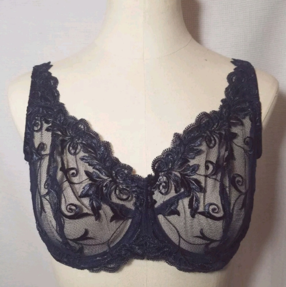 Soma 38D Sensuous Unlined Lace Sheer Floral Bra